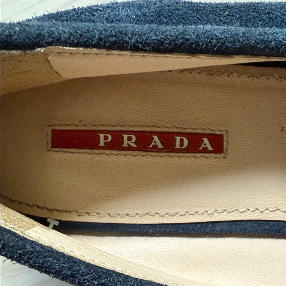 Prada Women's Navy Suede Loafers - Picture 2 of 13